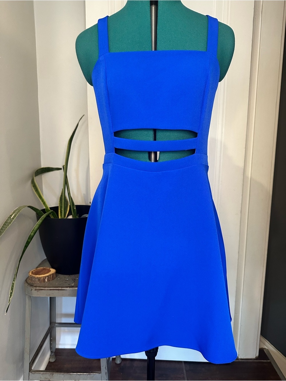 Express Royal Blue Cutout A-Line Mini Dress